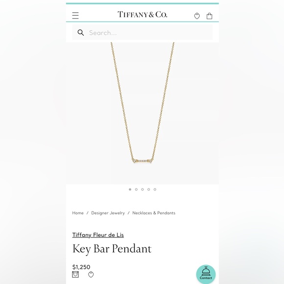 Authentic Tiffany Fleur de Lis Key Bar Pendant - Picture 3 of 3